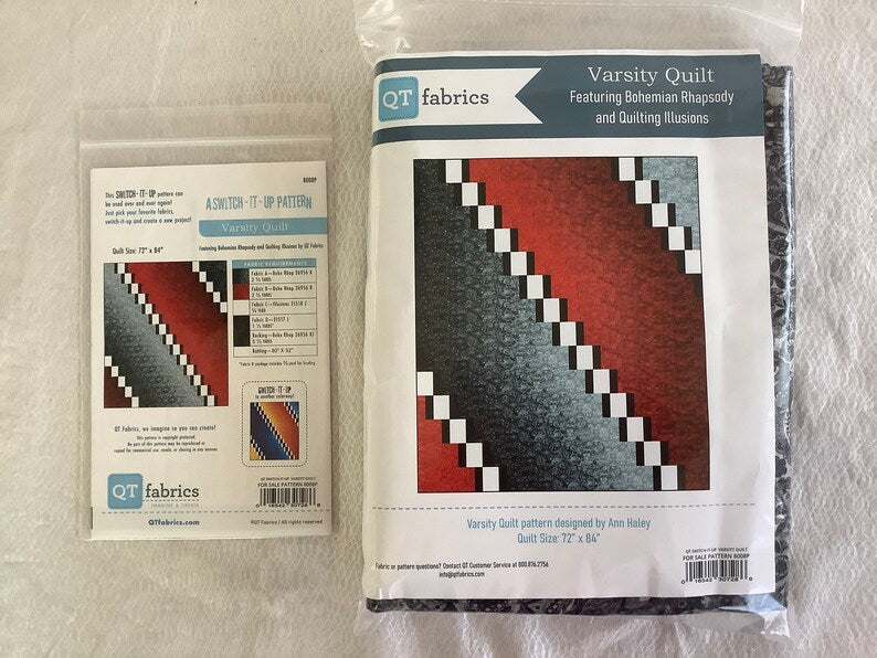 Varsity quilt kit from Quilting Treasures featuring Bohemian Rhapsody and Quilting Illusions