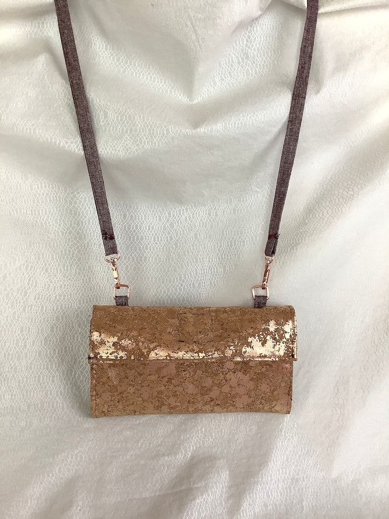 Rose gold cork clutch wallet