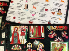 Load image into Gallery viewer, Reversible Christmas and Frida Kahlo placemats gold highlights set of four

