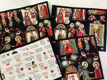 Load image into Gallery viewer, Reversible Christmas and Frida Kahlo placemats gold highlights set of four
