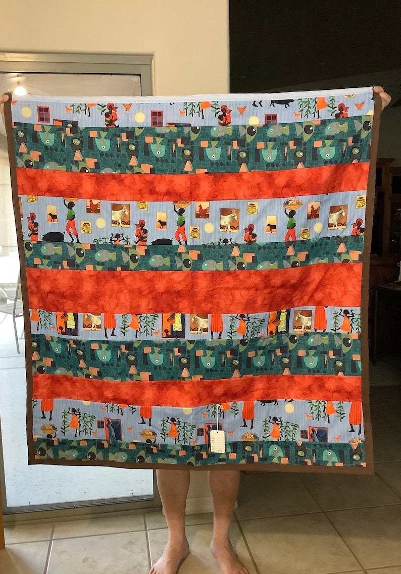 Joyful days, fish quilt for toddler, adult or baby shower gift