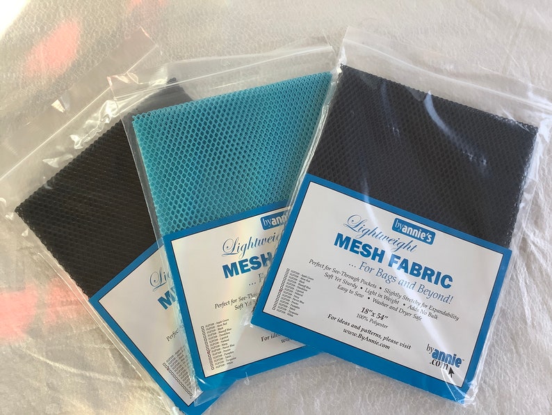 Mesh Lite Weight Black, navy, parrot blue 18 x 54 inch by Annie Unrein