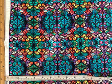 Load image into Gallery viewer, Radiant Reflections wide stained glass window teal from Quilting Treasures fabrics
