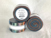 Load image into Gallery viewer, Artisan Batiks: Orbital Sunrise cotton roll up or jelly roll by Karen Nyberg Complete Collection jelly roll 40 2-1/2&quot; strips
