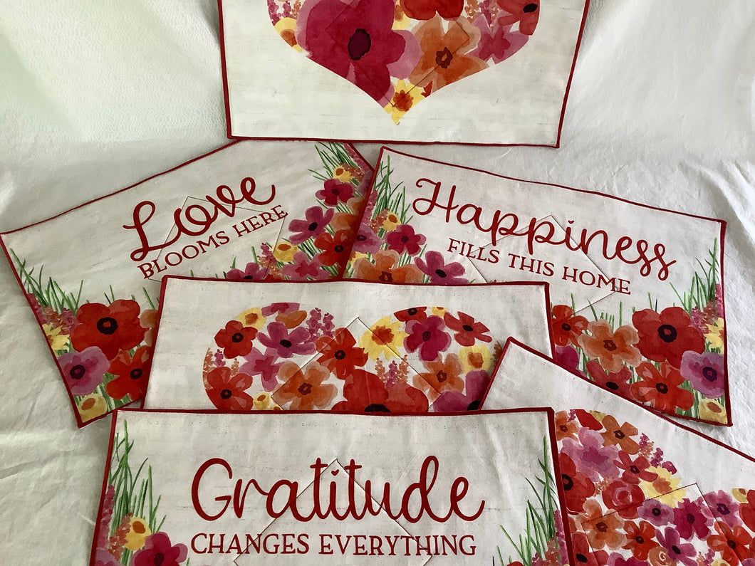 Reversible holiday/positive sentiments placemats set of six