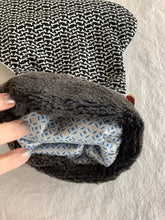 Load image into Gallery viewer, Bah hum Pug and kitty Silver and Blue stocking sewn by Pat
