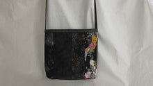 Load and play video in Gallery viewer, Black, gold, multicolor, and gray gusseted tote bag or iPad sleeve or purse, key fob and interior pocket
