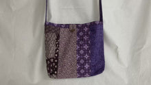 Load and play video in Gallery viewer, Eggplant and cream gusseted tote bag or iPad sleeve or purse
