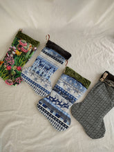 Load image into Gallery viewer, Blue Holiday stocking panel
