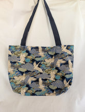 Load image into Gallery viewer, Japanese cranes fabric market tote
