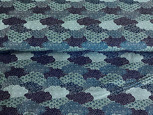 Load image into Gallery viewer, Moon Rabbit navy  blue clouds fabric
