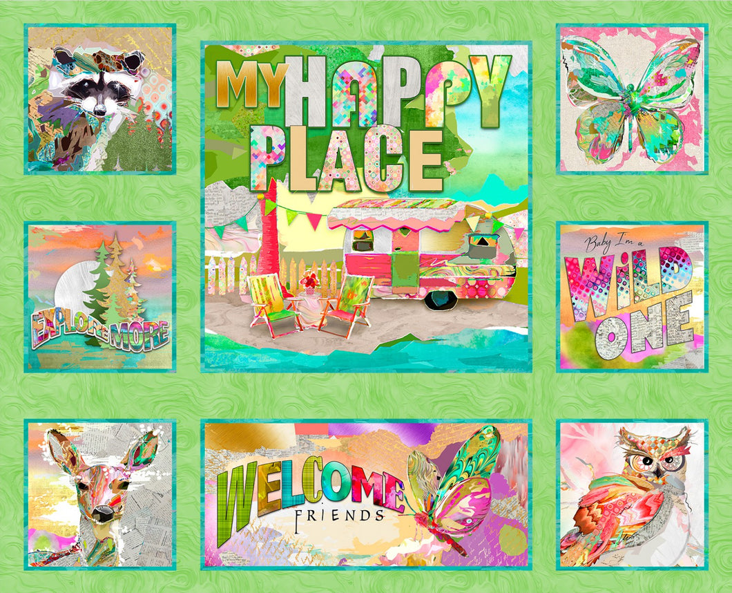 My Happy Place by Connie Haley from 3 Wishes Fabric Vintage Camper Panel