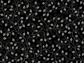 Metals collection leaf vine with metallic accents black on silver