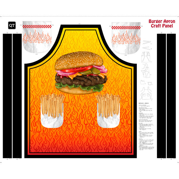 Burger and fries apron two panels