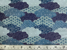 Load image into Gallery viewer, Moon Rabbit navy  blue clouds fabric
