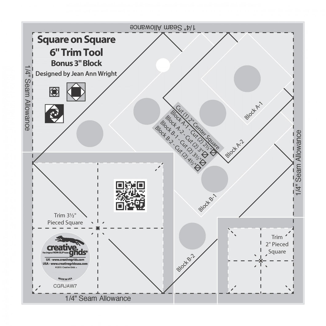 Creative Grids Square on Square Trim Tool - 3in or 6in Finished CGRJAW7
