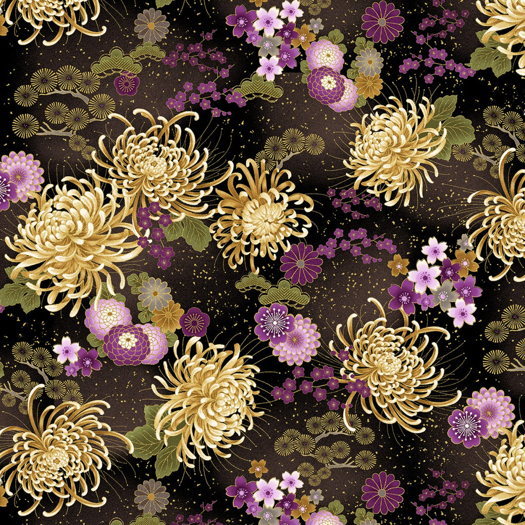 Japanese purple floral medium by Chong-A Hwang from Timeless Treasures fabrics