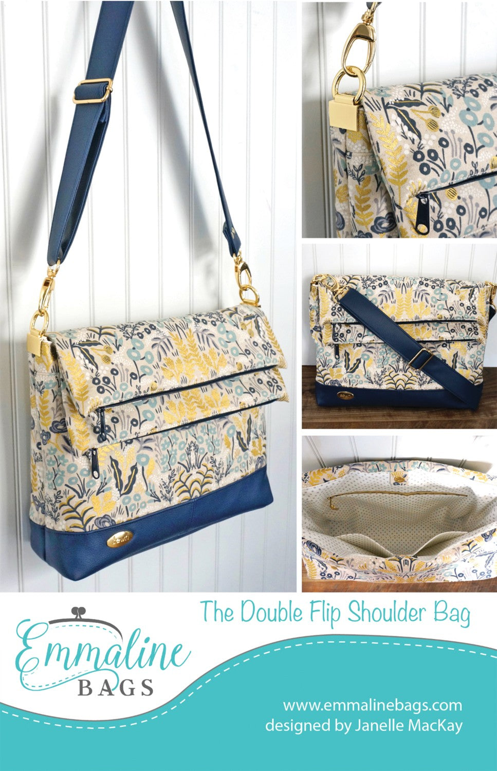 Double Flip Shoulder Bag Pattern and hardware