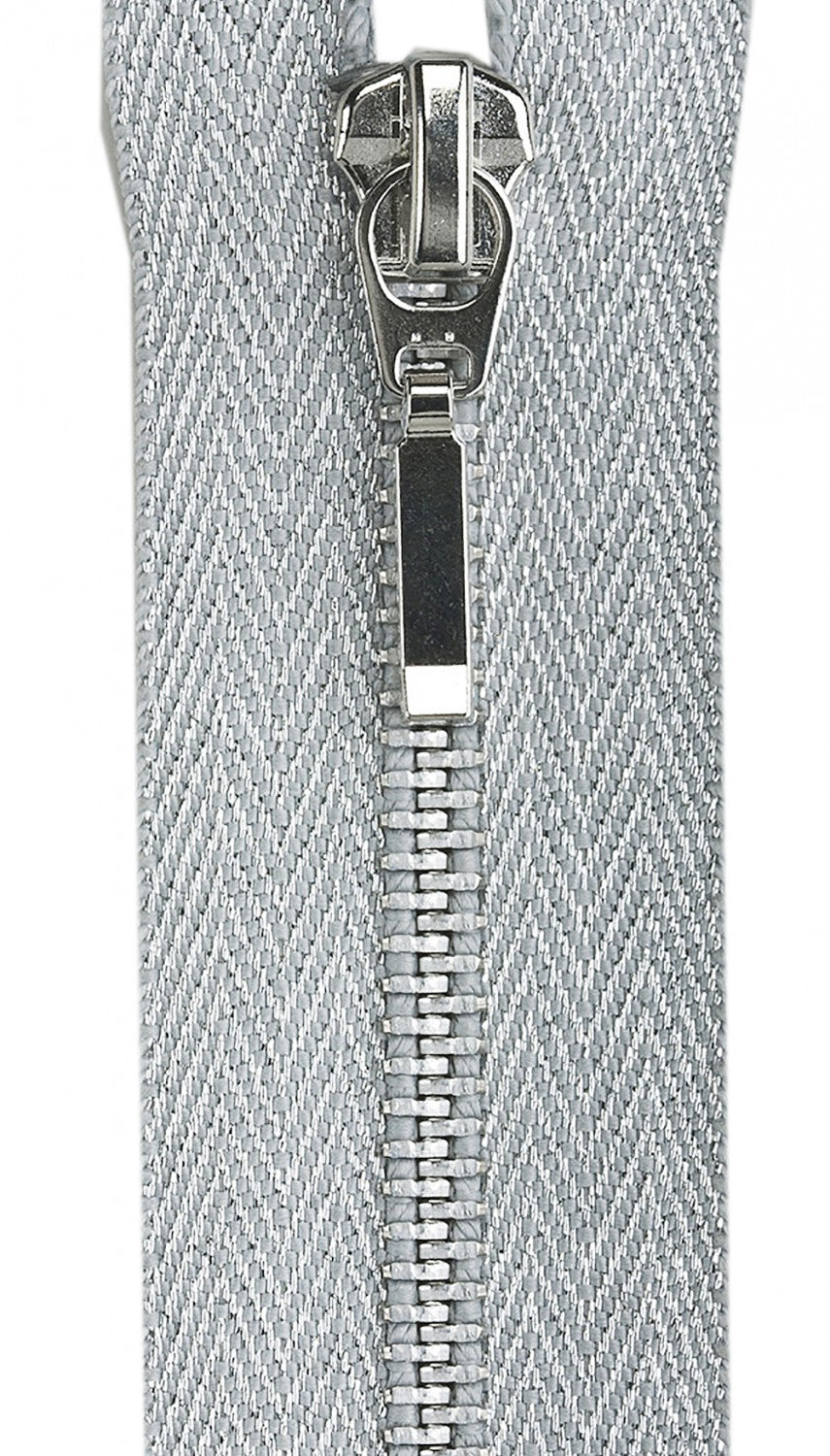 Aluminum Closed End Metallic Zipper 9 inch Silver