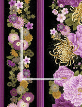 Load image into Gallery viewer, Japanese purple floral border stripe by Chong-A Hwang from Timeless Treasures fabrics
