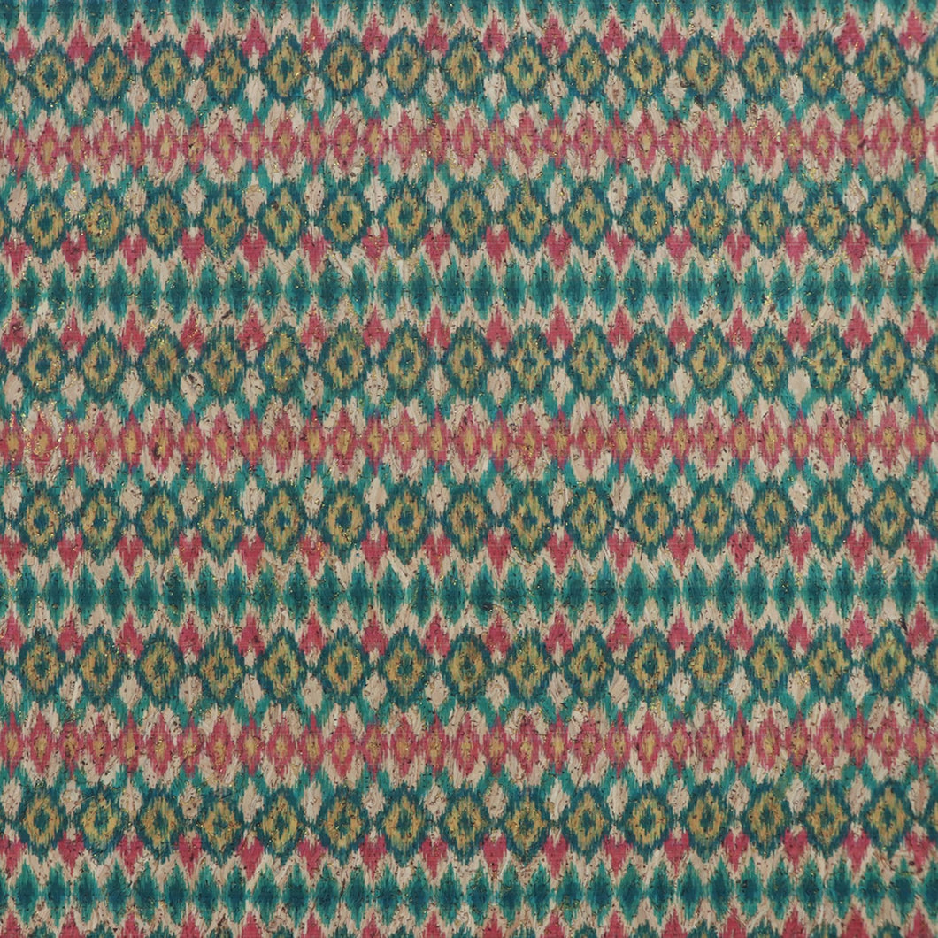 Tribal cork faux leather half yard