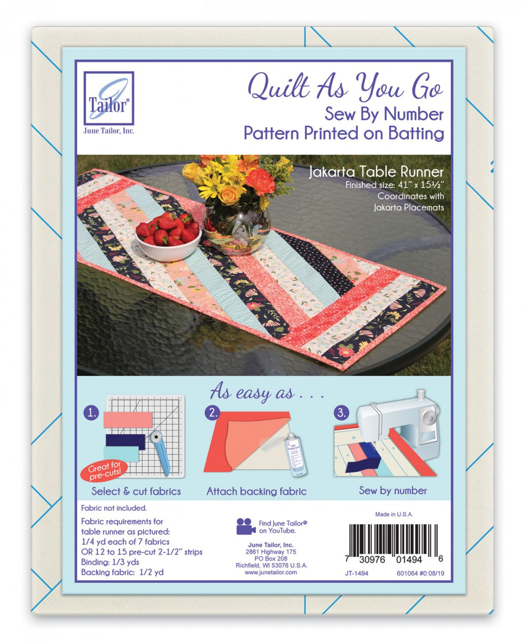 Just add fabric! Quilt as you go Jakarta Table Runner