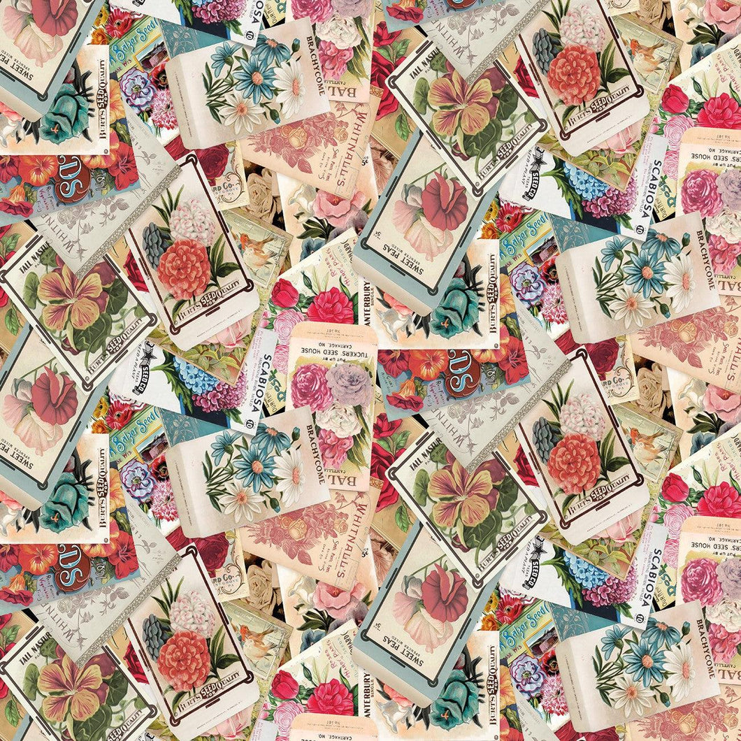 Ode to June Digital Seedpackets from Clothworks Multicolor