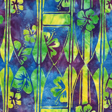 Load image into Gallery viewer, Batik hibiscus and surfboard print
