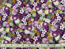 Load image into Gallery viewer, Packed Japanese purple floral by Chong-A Hwang from Timeless Treasures fabrics
