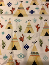 Load image into Gallery viewer, Desert Dawn teepees and cactus by Hailey Hoffman 14 inches wide by 86 inches long
