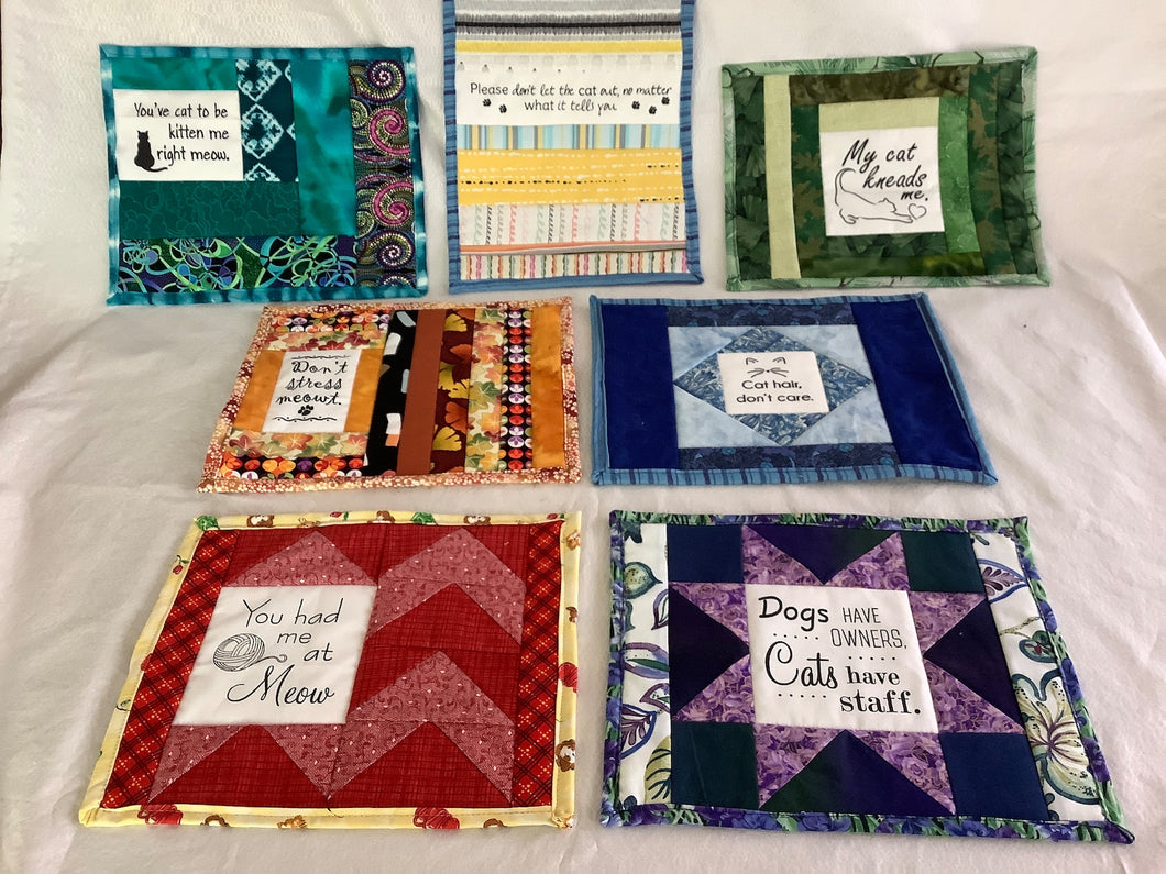 Daily mews mug mats with words with silly sayings