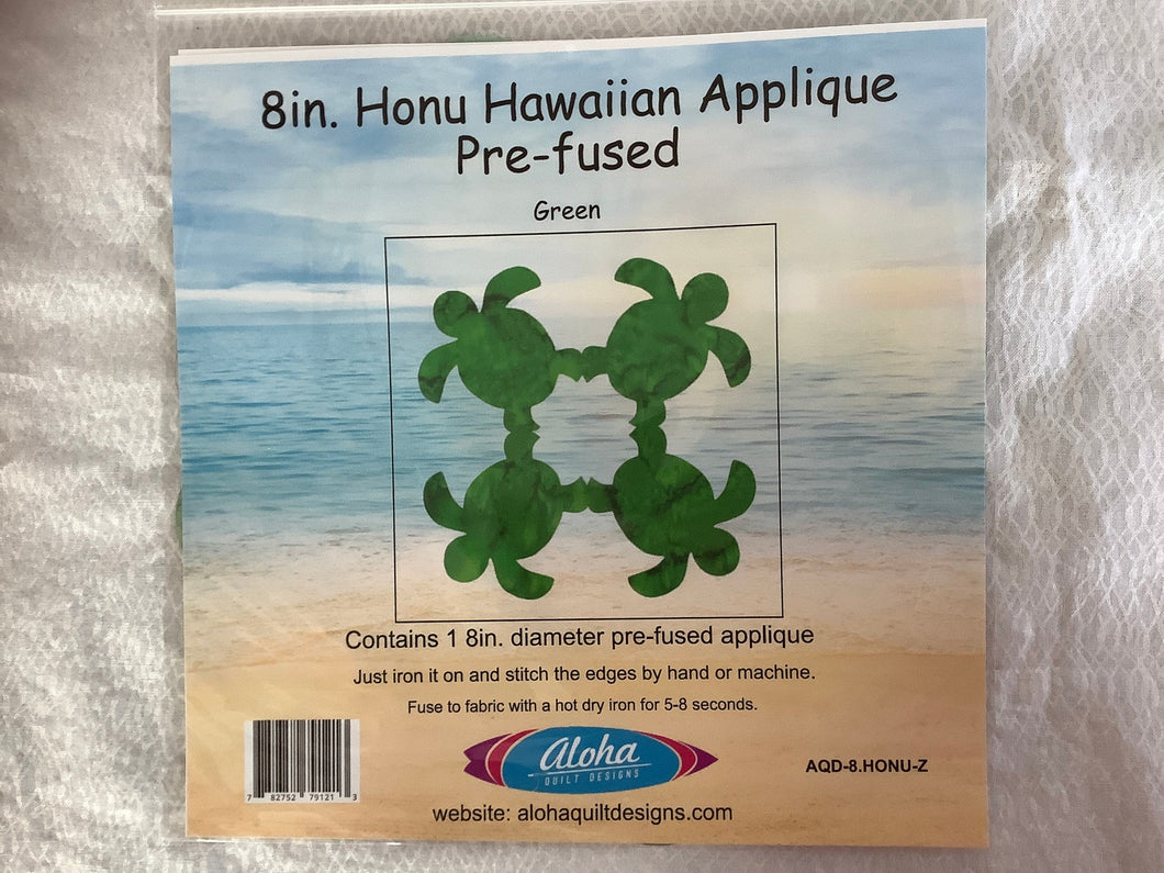 Pre-Fused Hawaiian Applique 8 inch Honu (sea turtle) Zest Green