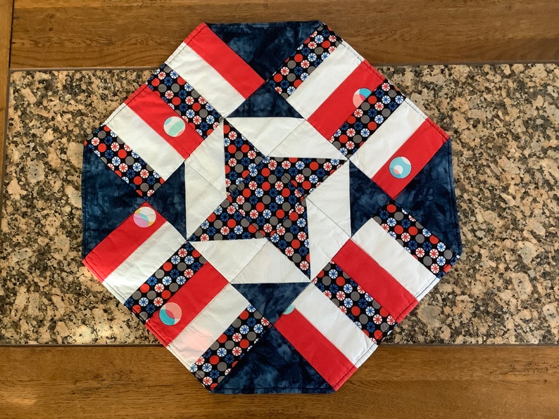 Red white and blue table topper