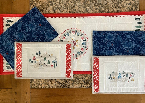 Japanese holiday reversible runner and placemats